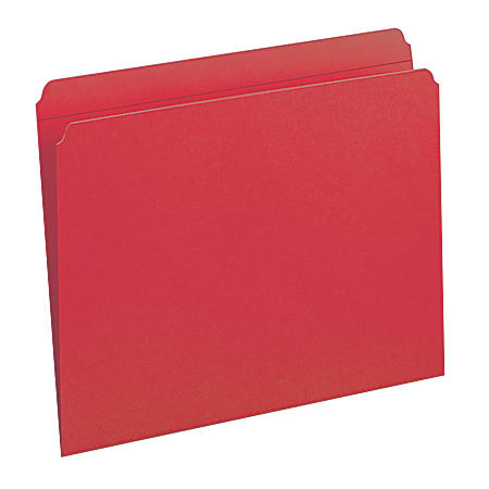 Smead® File Folders, Letter Size, Straight Cut, Red,