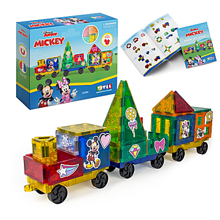 Tytan Toys Disney Jr Mickey Train Magnetic Tile Blocks Kit, Assorted Colors, Kit Of 41 Pieces