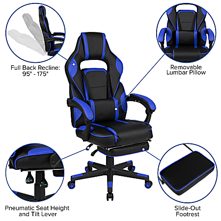 Flash Furniture X40 Gaming Chair With Fully Reclining Back And Arms BlackBlue Office Depot