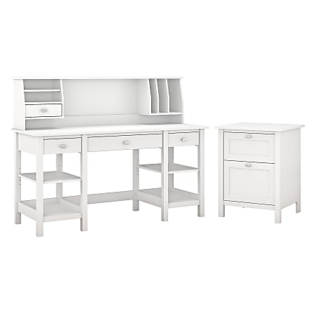 Bush furniture broadview 60w desk with storage shelves and drawers in shop white