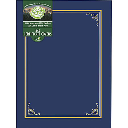 Geographics Letter Certificate Holder - 8 1/2" x 11" - Navy - 5 / Pack