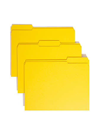 Smead® Color File Folders, With Reinforced Tabs, Letter Size, 1/3 Cut, Yellow, Box Of 100
