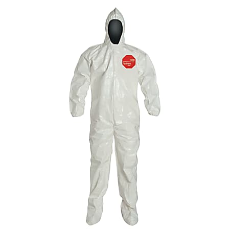 DuPont™ Tychem SL Coveralls With Attached Hood And Socks, XL, White, Case Of 12