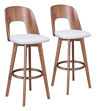 Zuo Modern® Anton Barstools, Light Gray/Walnut, Pack Of 2 Stools
