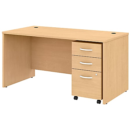 Bush Business Furniture Studio C Office Desk With Mobile File Cabinet, 60"W, Natural Maple, Standard Delivery