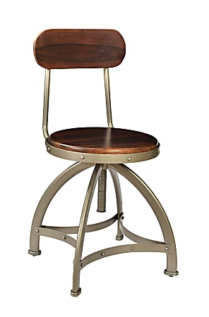 Coast to Coast Adjustable Accent Bar Stool, Honey Brown/Antique Silver