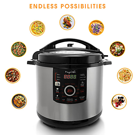 Megachef 12 Quart Steel Digital Pressure Cooker with 15 Presets and Glass Lid 