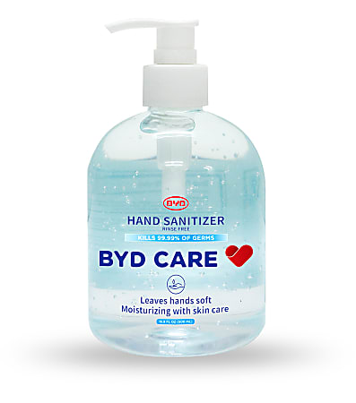 BYD Care Moisturizing Hand Sanitizer, Fragrance-Free, 16.9 Oz Pump Bottle