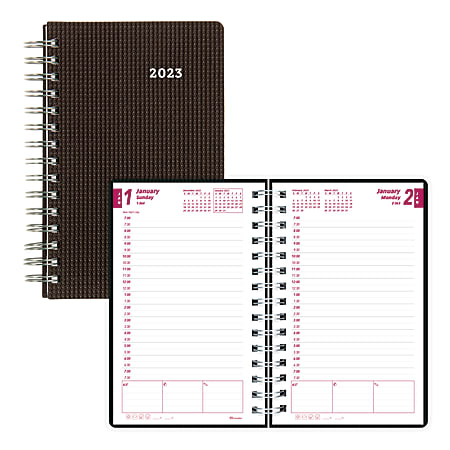Brownline® DuraFlex Daily/Monthly Appointment Planner, 8" x 5", 50% Recycled, FSC® Certified, Black, January To December 2023, CB634V.BLK