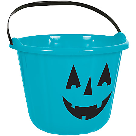 Amscan Halloween Jack-O-Lantern Bucket, 6-13/16” x 8-13/16”, Turquoise, Pack Of 6 Buckets