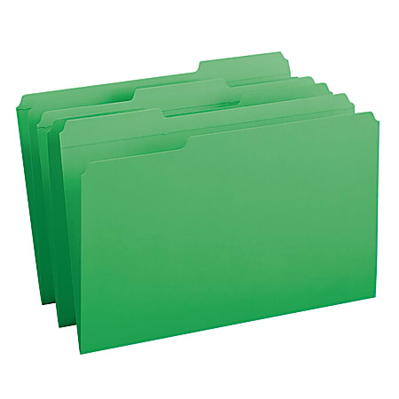 Smead® Color File Folders, With Reinforced Tabs, Legal Size, 1/3 Cut, Green, Box Of 100
