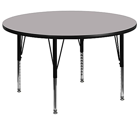 Flash Furniture 60" Round Thermal Laminate Activity Table With Short Height-Adjustable Legs, Gray