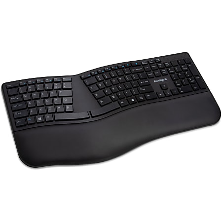 Kensington Pro Fit Ergo Wireless Keyboard - Wireless Connectivity - Bluetooth/RF - 2.40 GHz - USB Interface - Black
