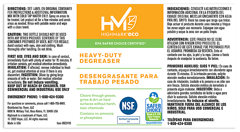 Highmark&reg; Secondary Label, Heavy-Duty Degreaser