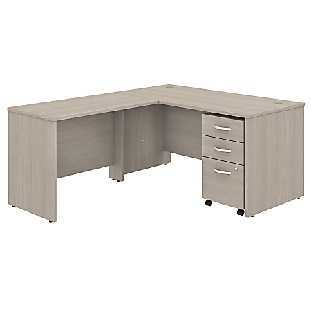 Bush Business Furniture Studio C 60"W x 30"D L-Shaped Desk With Mobile File Cabinet And 42"W Return, Sand Oak, Standard Delivery