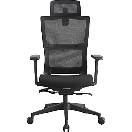 Lorell® Ergonomic Mesh High-Back Chair With Headrest, Black