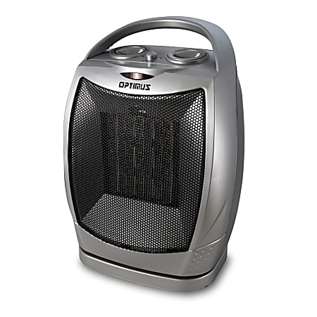 Optimus Portable Oscillating Ceramic Heater With Thermostat, 11-1/2" x 6-1/4"