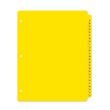 Avery® A-Z Plastic Preprinted Divider Tabs, 8-1/2" x 11", Yellow, Set Of 26