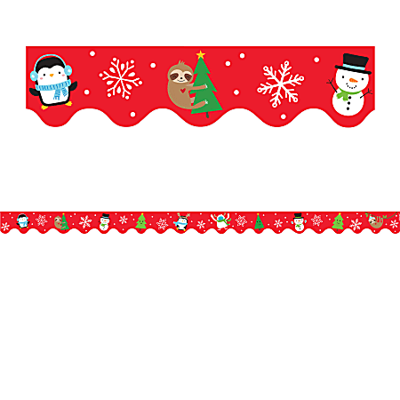Amscan Christmas Character Bulletin Board Border Trims, 2-1/4" x 39", Red, 12 Trims Per Pack, Case Of 3 Packs