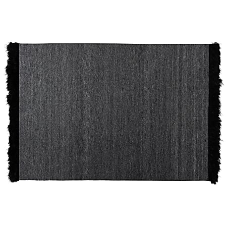Baxton Studio Dalston Handwoven Wool Blend Area Rug, 63” x 90-5/8”, Dark Gray/Black
