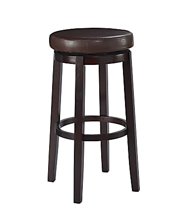 Linon Alice Backless Faux Leather Swivel Bar Stool, Brown