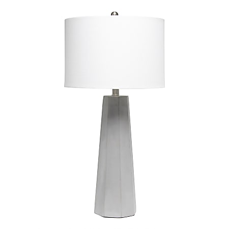 Lalia Home Concrete Pillar Table Lamp, 30-1/2"H, White Shade/Gray Base