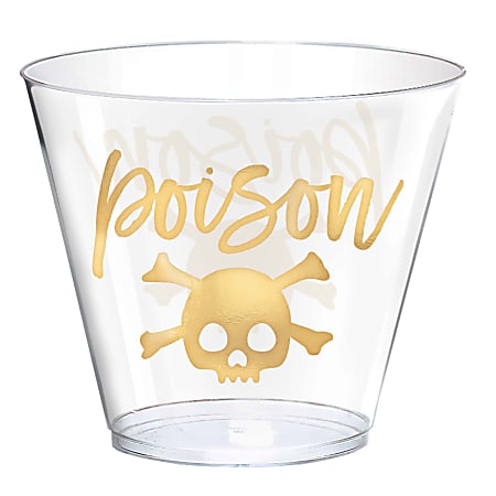 Amscan Poison Plastic Tumblers, 9 Oz, Clear, Pack Of 30 Tumblers