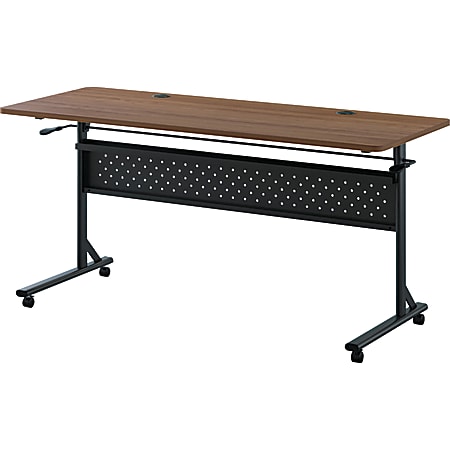 Lorell® Shift 2.0 Flip & Nesting Mobile Table, 29-1/2”H x 60”W x 24”D, Walnut/Black