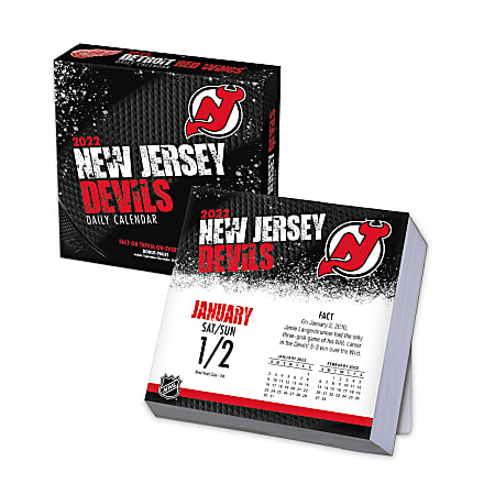 Lang Turner Licensing Boxed Daily Desk Calendar, 5-1/4" x 5-1/4", New Jersey Devils, January To December 2022