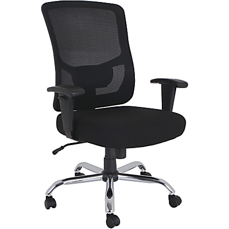 Lorell Big & Tall Mid-back Task Chair - Fabric Seat - Mid Back - 5-star Base - Black - 1 Each