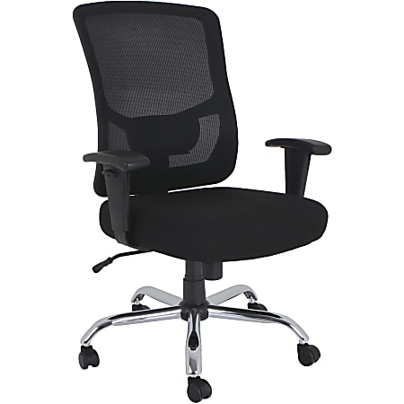 Lorell Mesh Mid-Back Task Chair - Black Leather Seat - 5-star Base - Black - 1 Each
