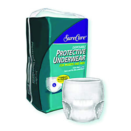 SureCare™ Protective Underwear, Moderate Absorbency, Medium: Waist/Hip: 34"-46", 4 Green Strands Band, Pack Of 20