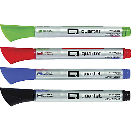 Quartet Premium Glass Board Dry Erase Marker, Fine Bullet Tip, Assorted Colors, 4/Pack