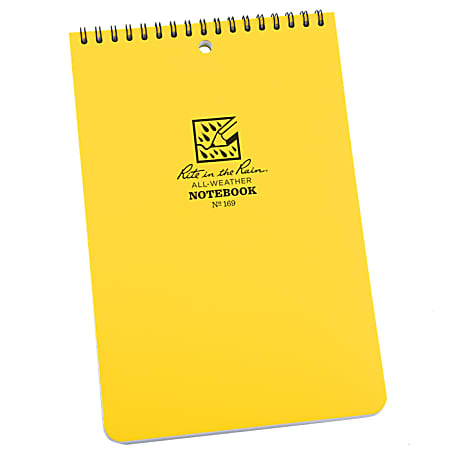 Rite in the Rain All-Weather Spiral Notebooks, 6" x 9", 100 Pages (50 Sheets), Yellow, Pack Of 6 Notebooks