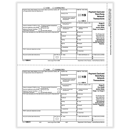 ComplyRight™ 1099-K Laser Tax Forms, Copy C, 8-1/2" x 11", Pack Of 50 Forms