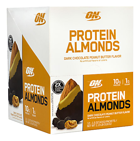 OPTIMUM NUTRITION Protein Almonds Dark Chocolate Peanut Butter, 1.5 oz, 12 Count