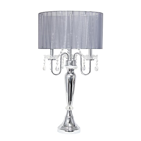 Elegant Designs Trendy Romantic Table Lamp, 31"H, Gray Shade/Chrome Base