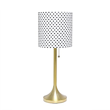Simple Designs Tapered Table Lamp, 21"H, White & Black Shade/Gold Base
