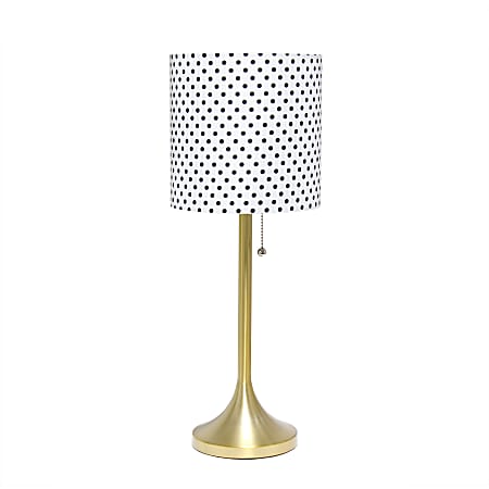 Simple Designs Tapered Table Lamp, 21"H, White &amp; Black Shade/Gold Base