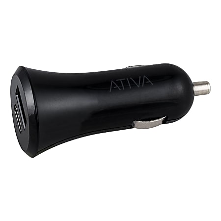 Ativa® DC Charger For USB Type-A And USB Type-C Devices, Black, 45869