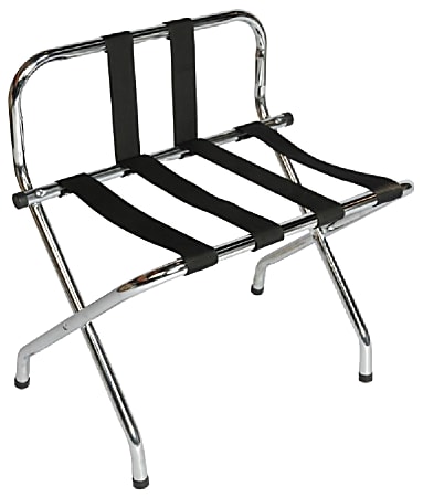 CSL High Back Metal Luggage Racks with Back Webbing, 26”H x 24”W x 16"D, Zinc/Black, Pack Of 6 Racks