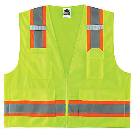 Ergodyne GloWear Safety Vest, 2-Tone Surveyors, Type-R Class 2, 4X/5X, Lime, 8248Z
