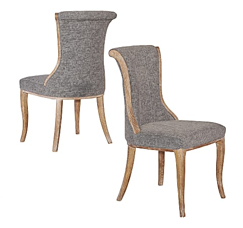 Linon London Flared-Back Dining Chairs, Dark Natural Brown/Charcoal, Set Of 2 Chairs