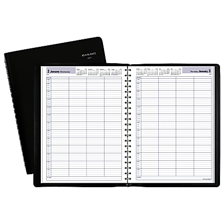 AT-A-GLANCE® DayMinder® Daily 4-Person Group Appointment Book, 7 7/8" x 11", Black, January To December 2019