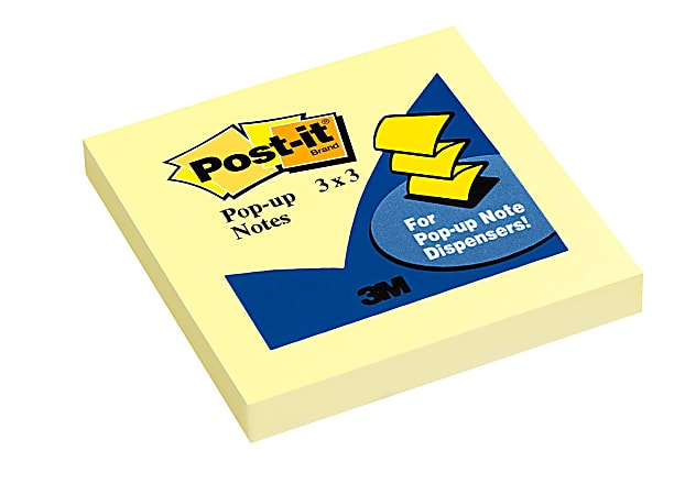 Post-it&reg; Pop Up Notes, 3 x 3 in, 1 Sticky Note Pad, 100 Sheets/Pad, School Supplies and Office Products, Accordion Sticky Notes, Canary Yellow