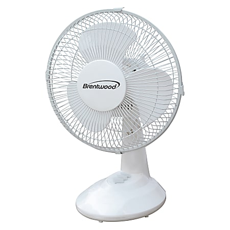 Brentwood Kool Zone Oscillating Desk Fan, 11-3/4"H x 7-3/4"W x 11-1/4"D, White