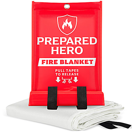 Prepared Hero Reusable Emergency Fire Blankets, 8” x 1-3/4” x 12”, Red, Set Of 36 Blankets
