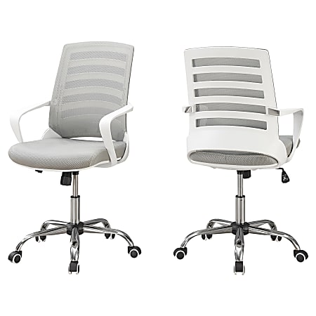 Monarch Specialties Ergonomic Mid-Back Office Chair, Gray/White