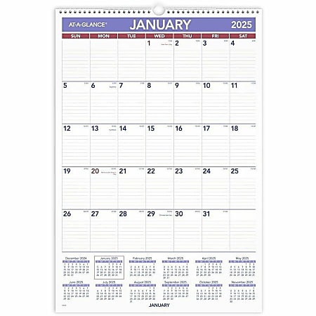 2025 AT A GLANCE Monthly Wall Calendar 15 12 x 22 34 Traditional
