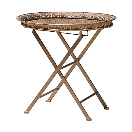 Baxton Studio Accent Tray Table, 21-1/2"H x 23"W x 17-15/16"D, Antique Gold